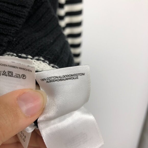 Jones New York Black & White Striped Button up Long Sleeve Sweater size M - Picture 7 of 15